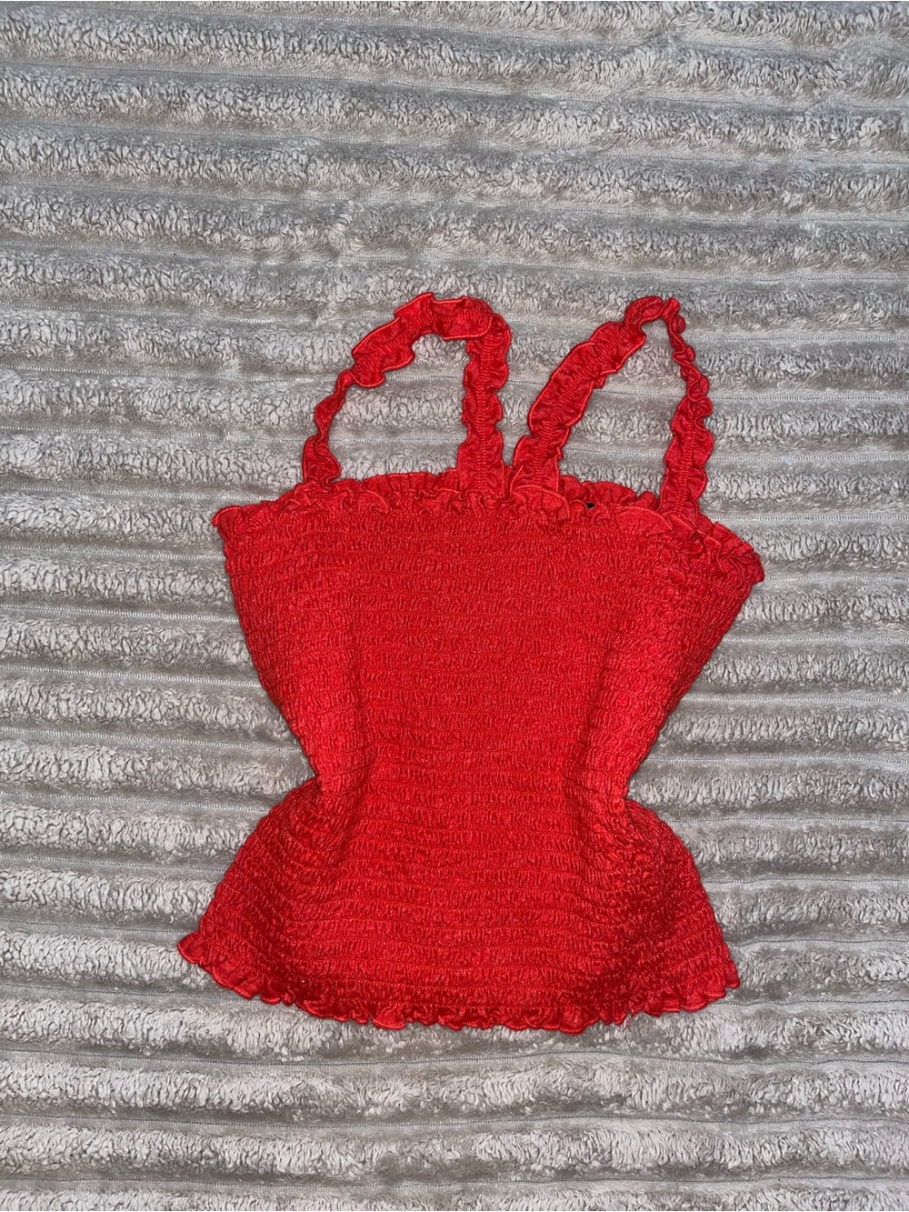 art class Red Smocked Ruffle Camisole
